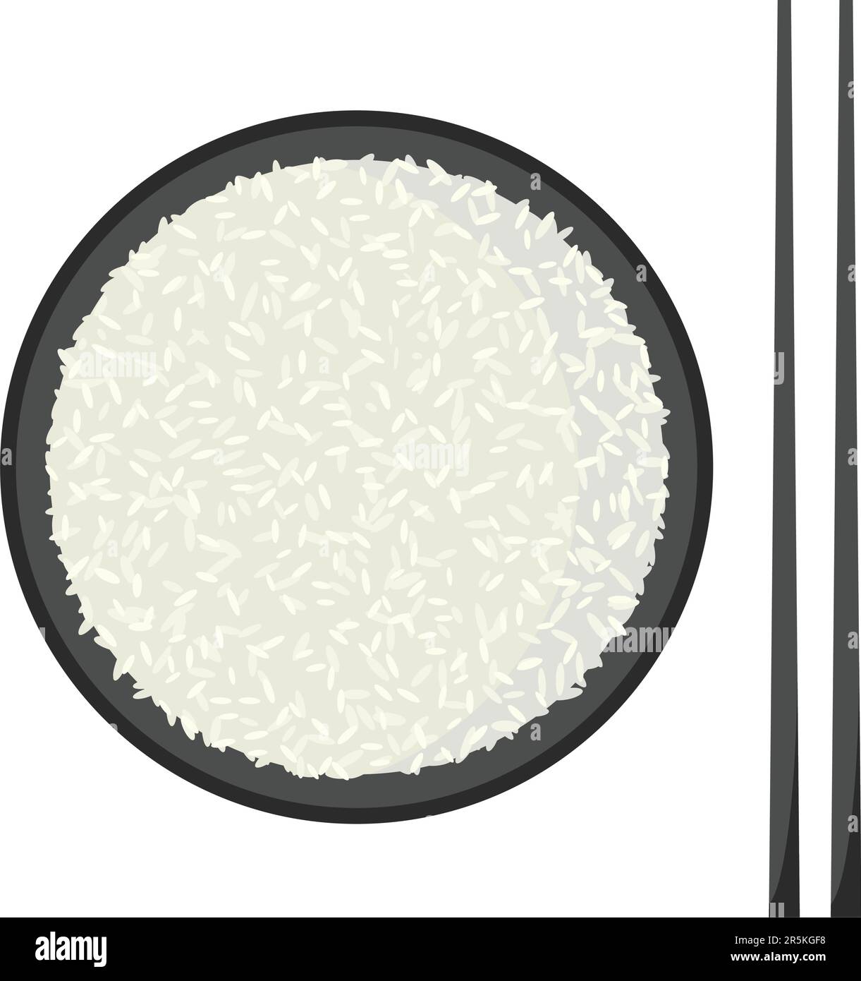 Rice bowl with chopsticks flat icon vector stock vector image art