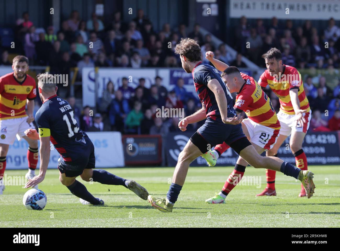 Partick Thistle's Aidan Fitzpatrick scores their side's first goal of the game during the cinch Premiership second leg play-off final match at the Global Energy Stadium, Dingwall. Picture date: Sunday June 4, 2023. Stock Photo