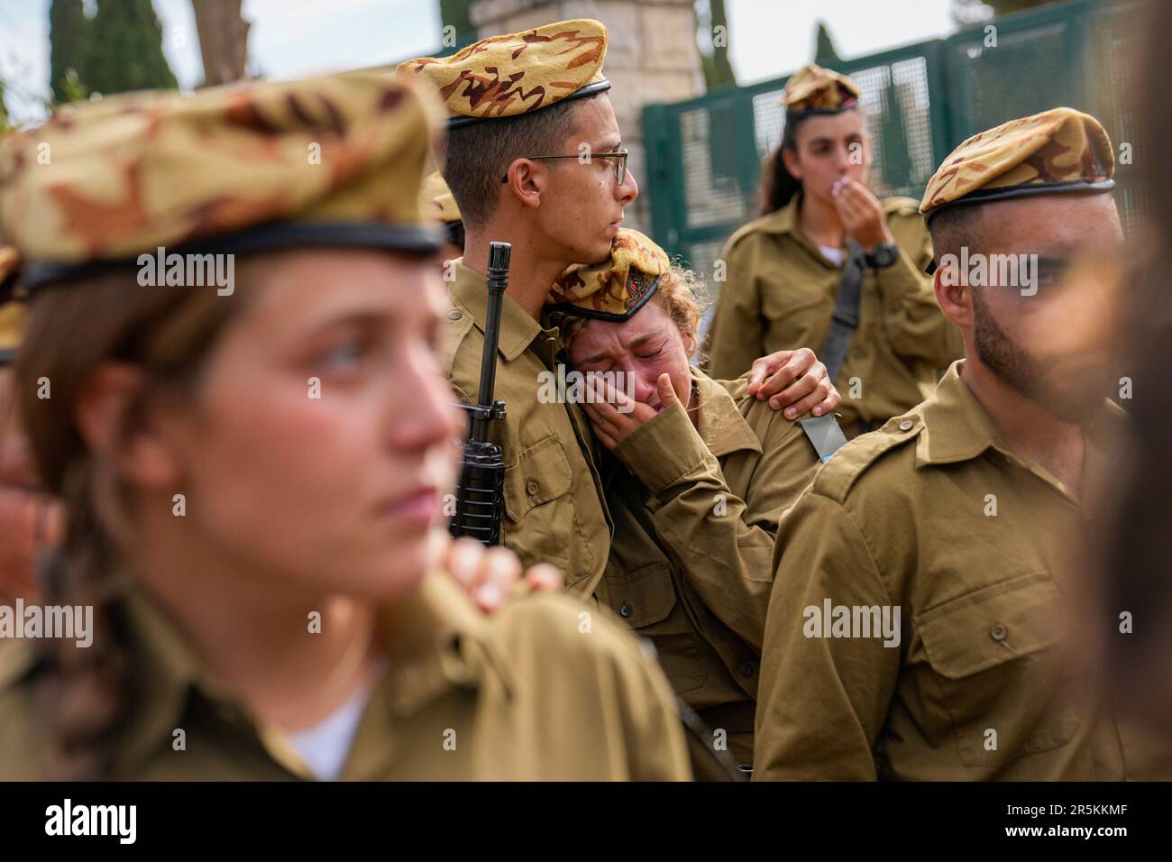 Israeli soldiers mourn during the funeral of Sgt. Lia Ben Nun, 19, in ...