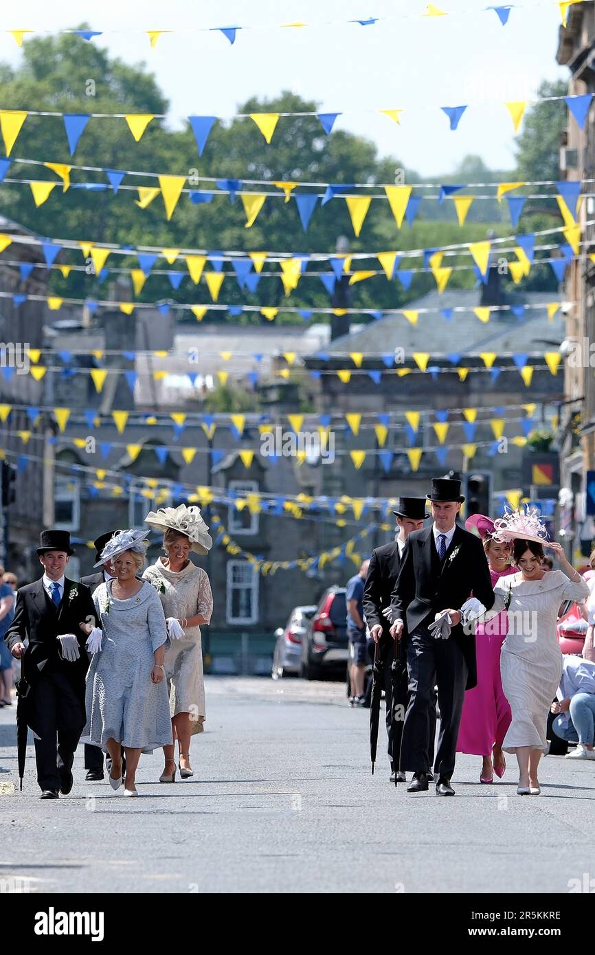 Hawick, UK. 04th June, 2023. Kirkin Ô the and Lass (right