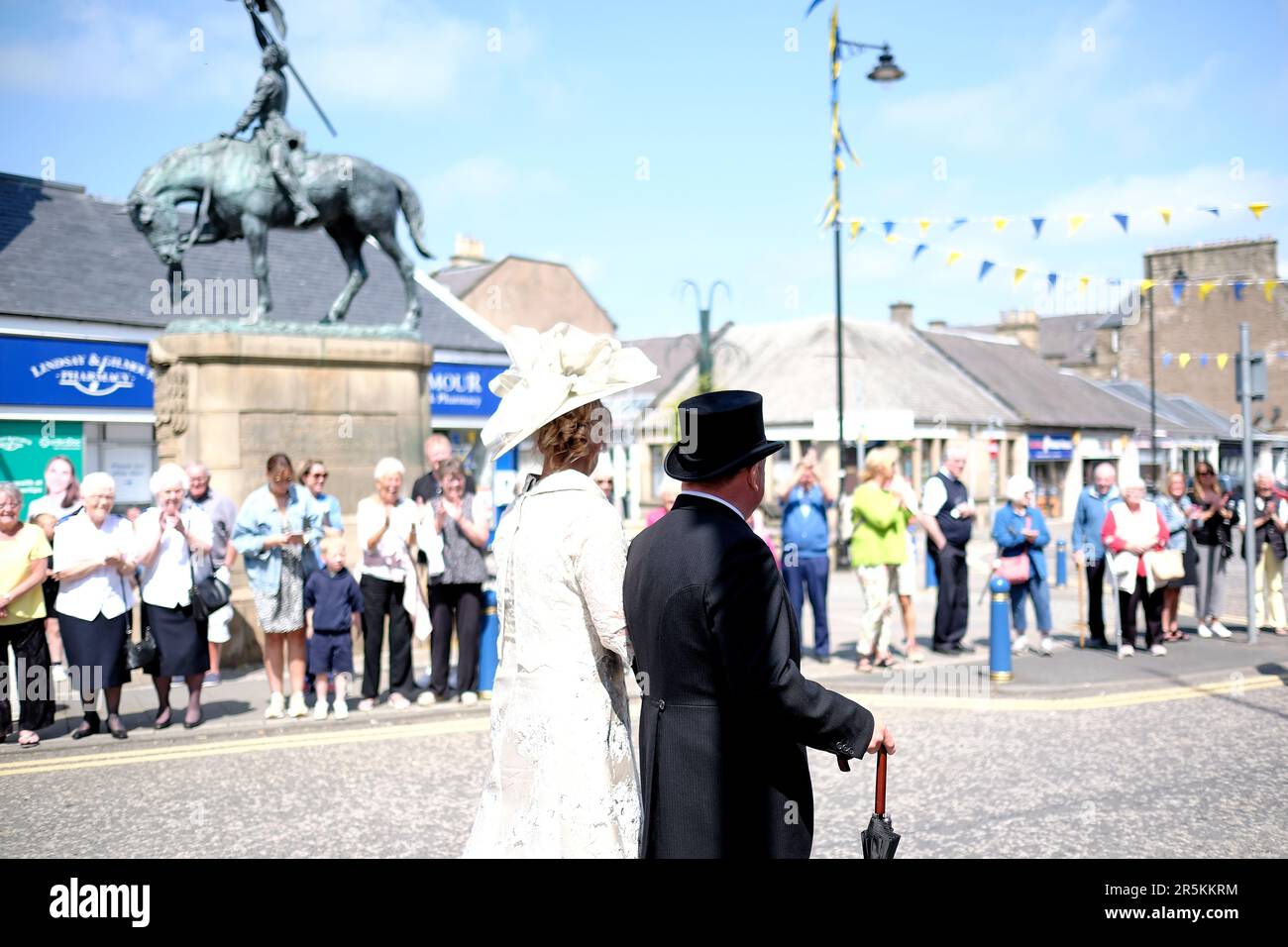 Hawick, UK. 04th June, 2023. Kirkin Ô the Doug Waldie and Sharon