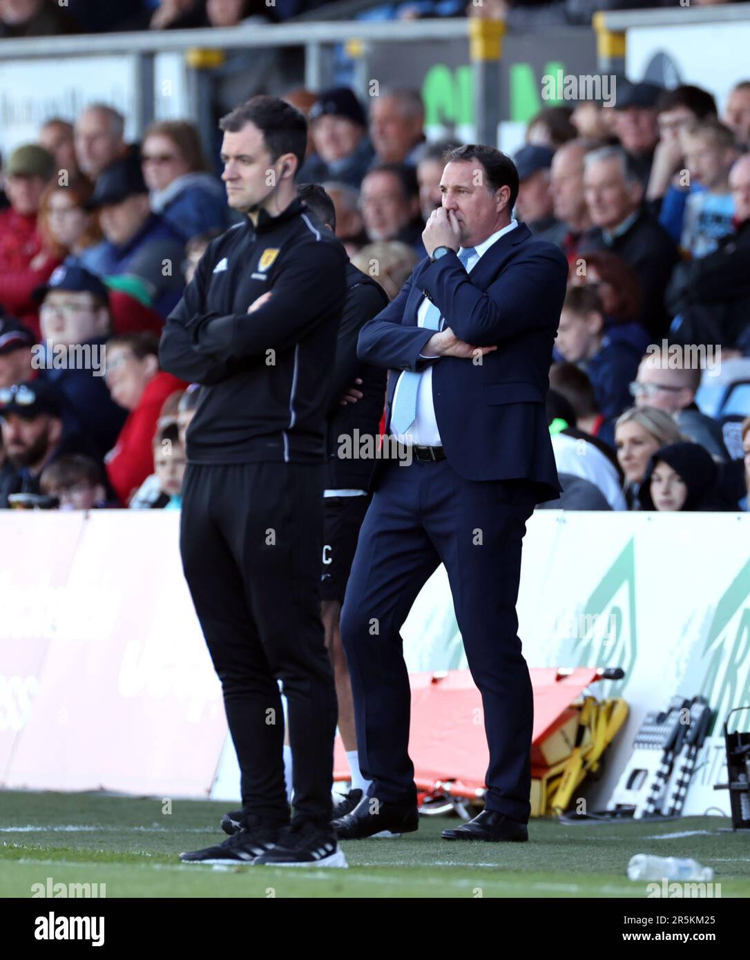 Ross County manager Malky Mackay reacts on the touchline during the cinch Premiership second leg play-off final match at the Global Energy Stadium, Dingwall. Picture date: Sunday June 4, 2023. Stock Photo
