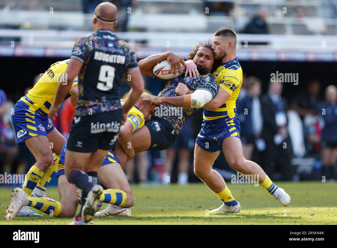 Hull FC’s Chris Satae is tackled during the Betfred Super League match at St. James' Park, Newcastle upon Tyne. Picture date: Sunday June 4, 2023. Stock Photo