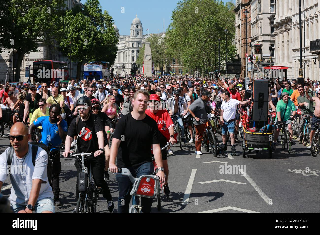 London, UK. 04 June 2023. Hundreds of people turned up on bikes to