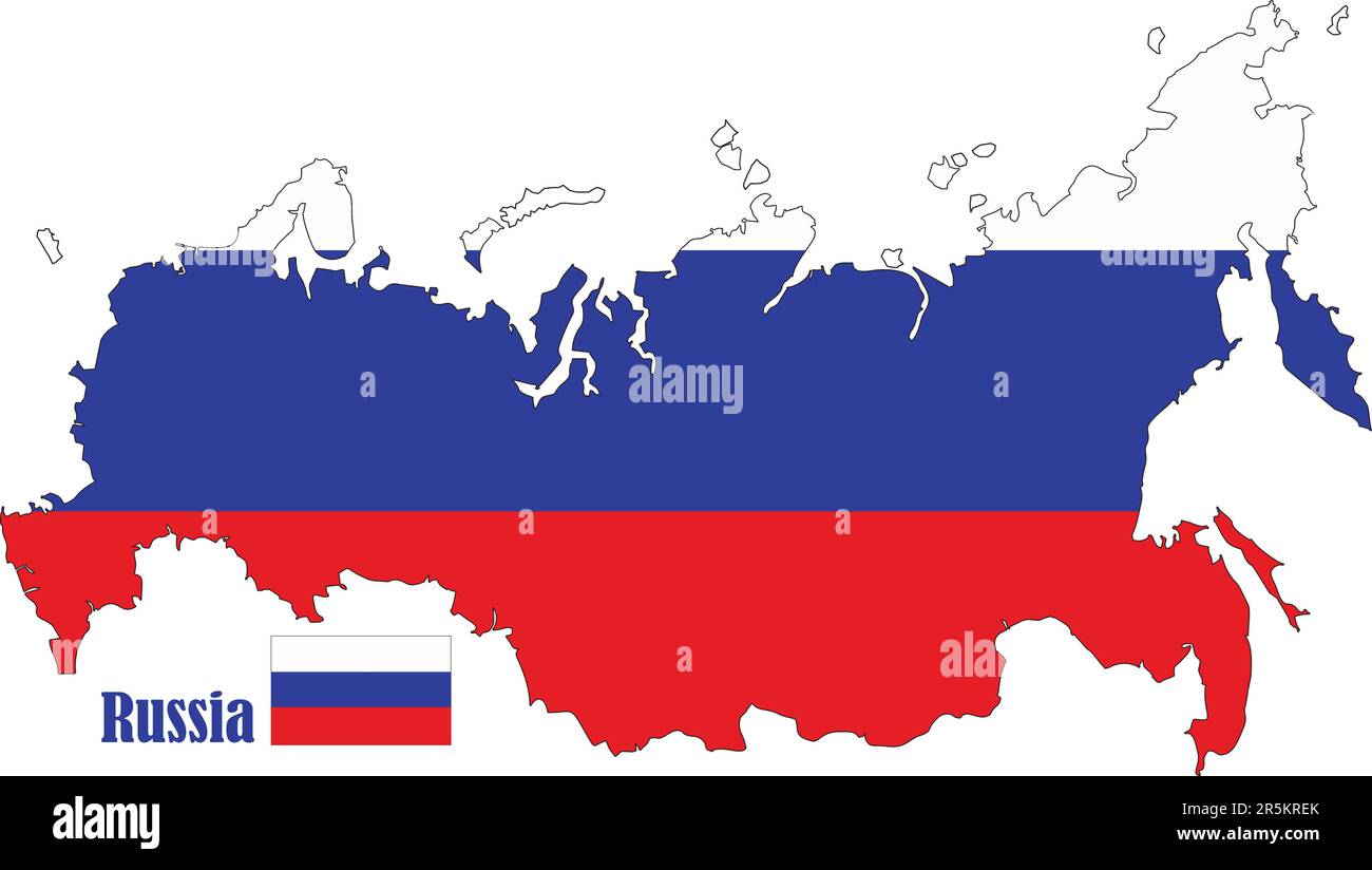 Russia Map and Flag Stock Vector