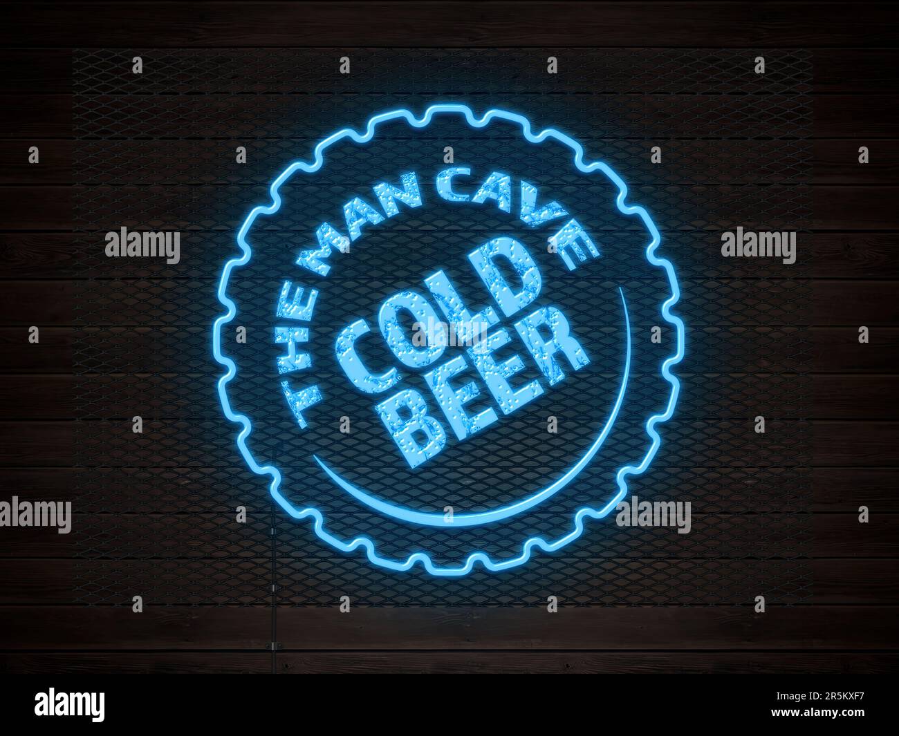 Man Cave Cold Beer Neon Sign Illustration Stock Photo