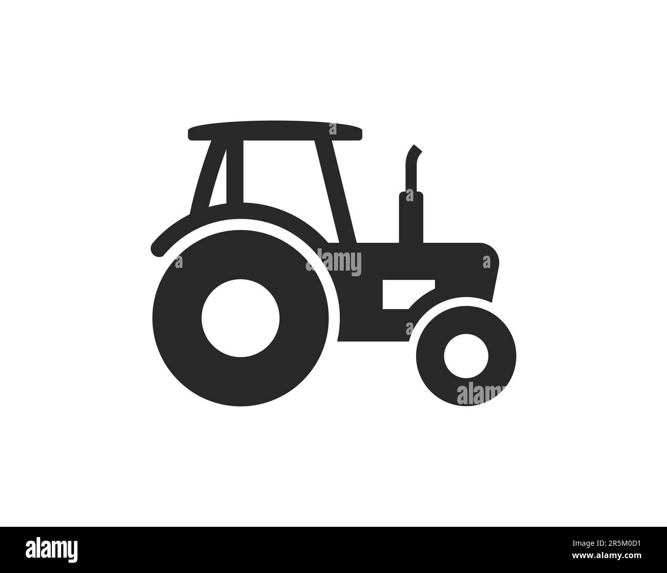 simple farm tractor symbol black silhouette icon side view vector isolated on white background Stock Vector