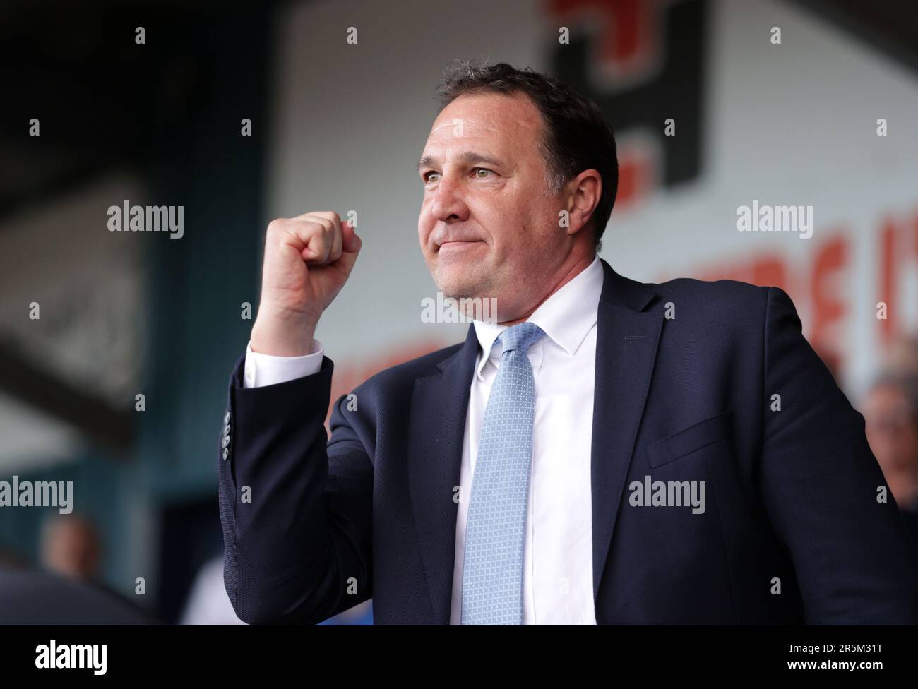 Ross County manager Malky Mackay celebrates following the cinch Premiership second leg play-off final match at the Global Energy Stadium, Dingwall. Picture date: Sunday June 4, 2023. Stock Photo