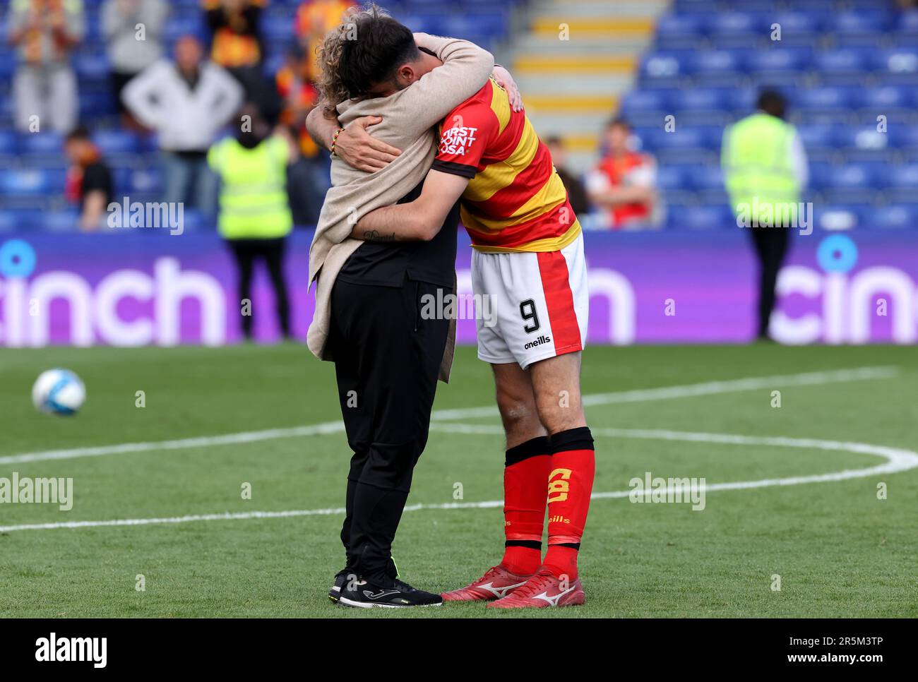 Partick Thistle's Brian Graham (right) dejected following the cinch Premiership second leg play-off final match at the Global Energy Stadium, Dingwall. Picture date: Sunday June 4, 2023. Stock Photo