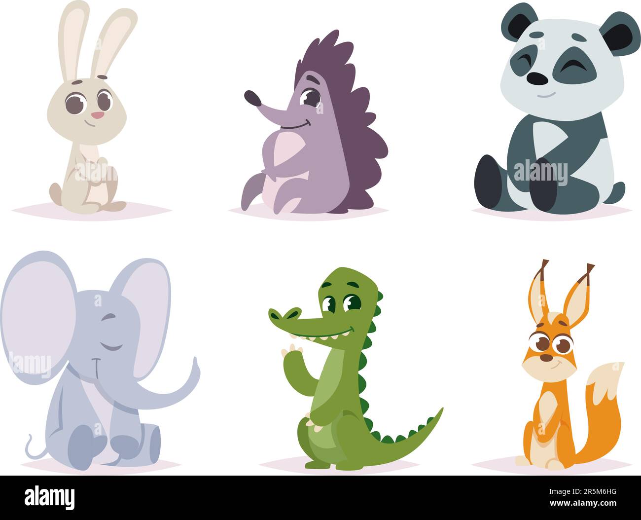 Baby animals. Cute happy funny wild little animals exact vector cartoon