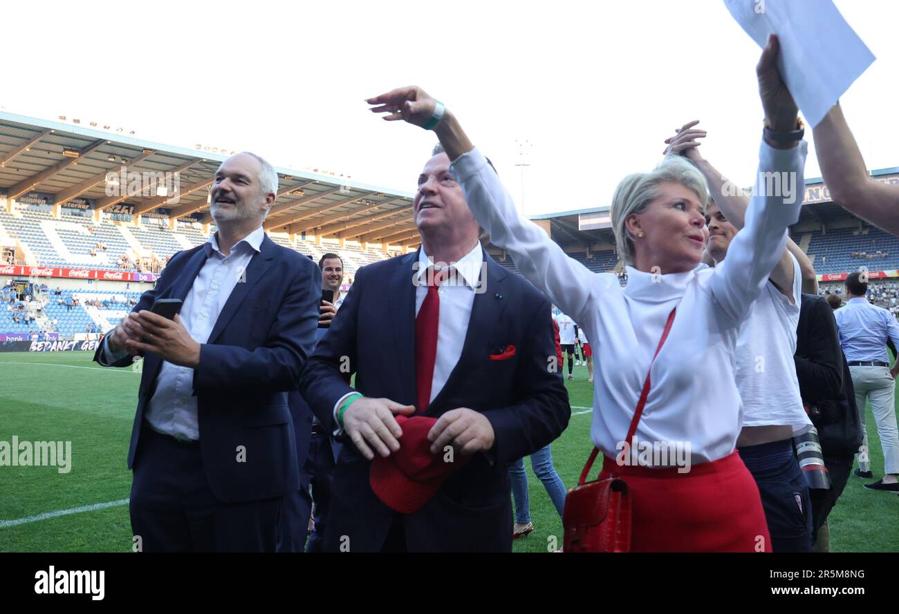 Genk, Belgium. 04th June, 2023. Antwerp owner Paul Gheysens his wife