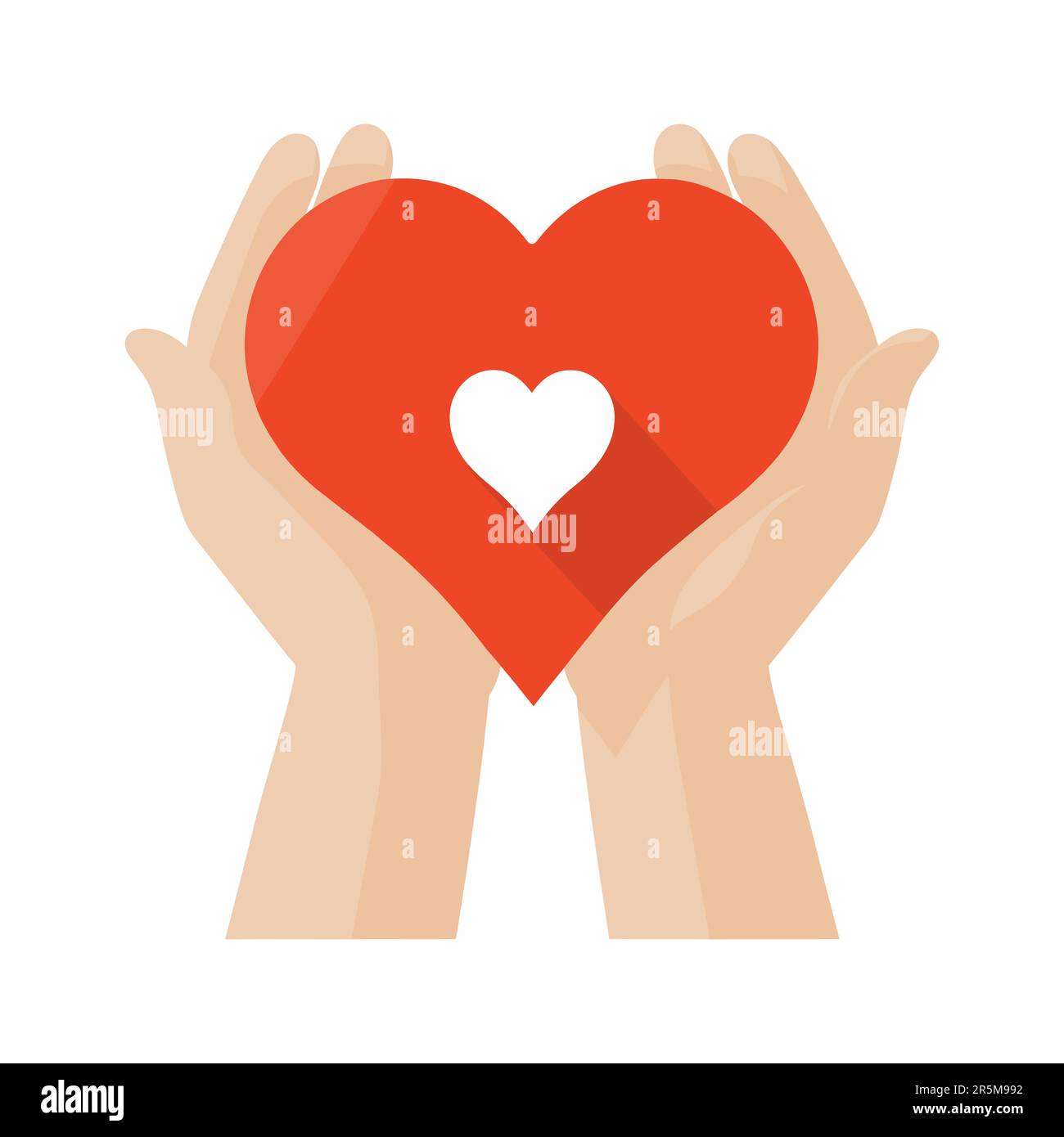 Red heart in hand. Logo design of love. Care concept. Vector ...