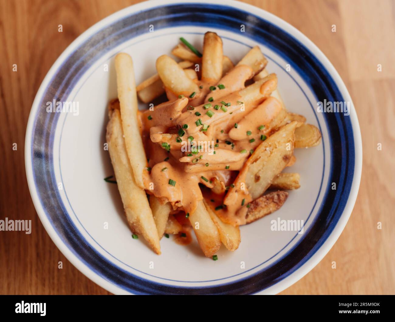 French fries with American style cheddar cheese Stock Photo Alamy