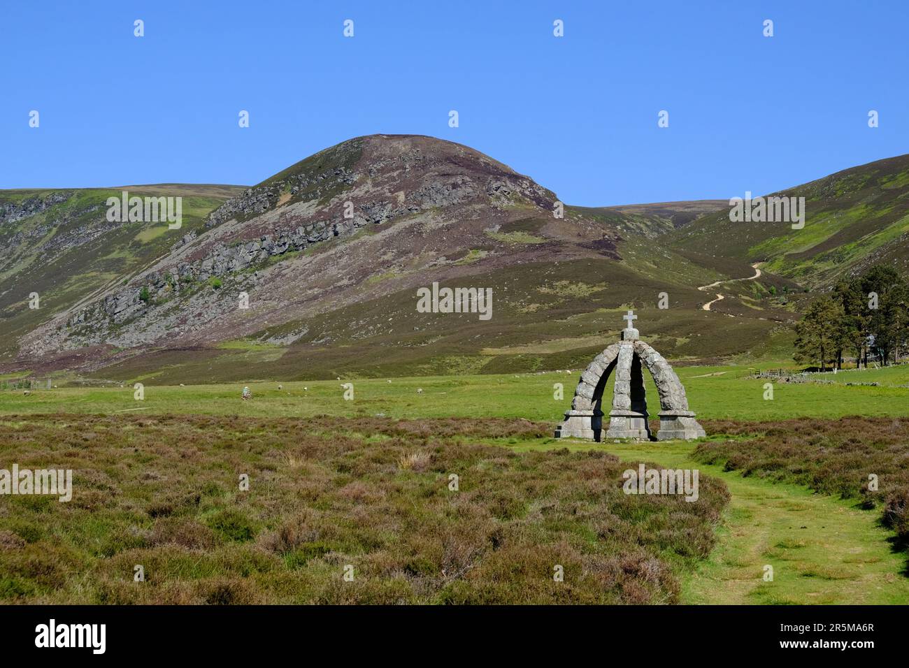 The Queen's Well, Glen Mark, Angus Glens Scotland. Built by Lord Dalhousie to commemorate a visit by Queen Victoria and Prince Albert in 1861. Stock Photo