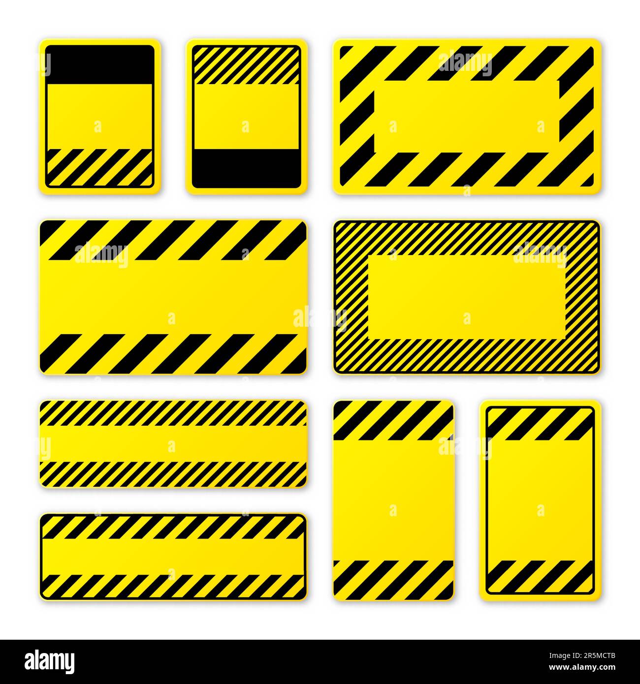 Various blank yellow warning signs with diagonal lines. Attention, danger  or caution sign, construction site signage. Realistic notice signboard  Stock Vector Image & Art - Alamy
