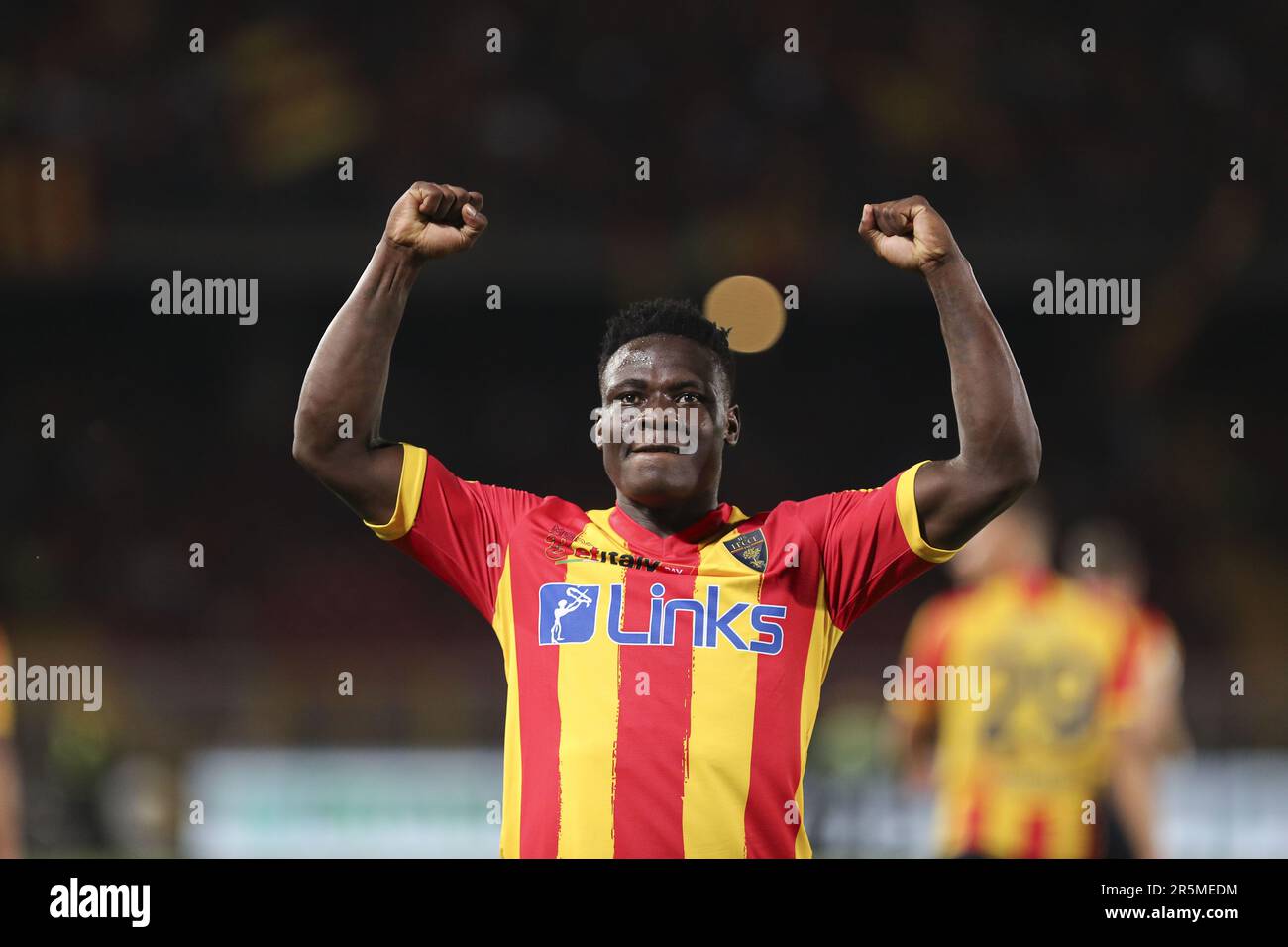 Lecce, Italy. 04th June, 2023. Lame Banda (Lecce) celebrates the goal  scored during US Lecce vs Bologna FC, italian soccer Serie A match in Lecce,  Italy, June 04 2023 Credit: Independent Photo, image size:1300x956