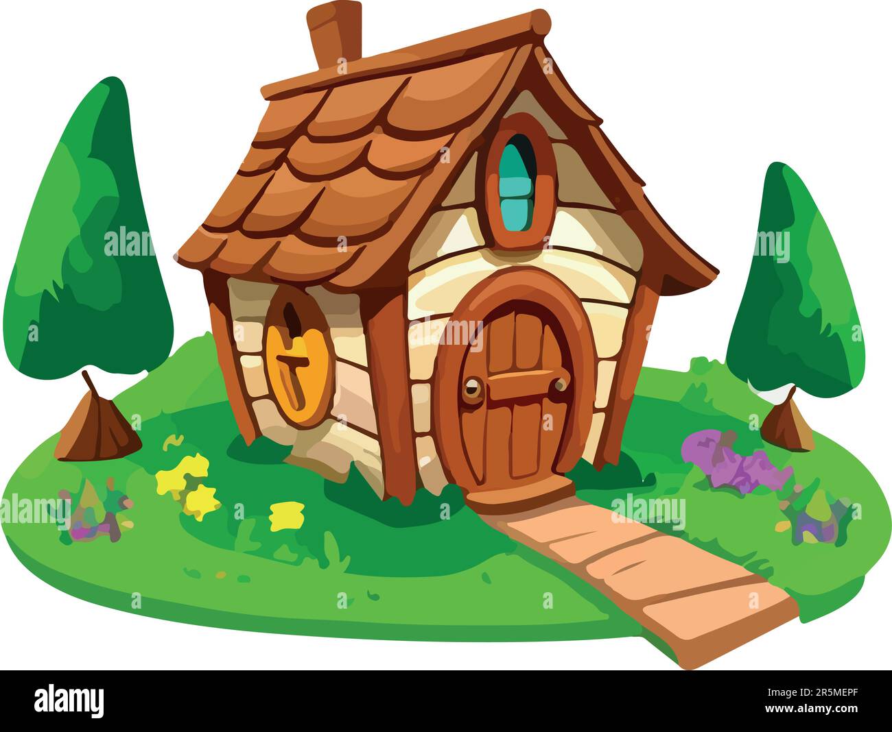 Pretty and cuteness dwarf and hobbit house Stock Vector