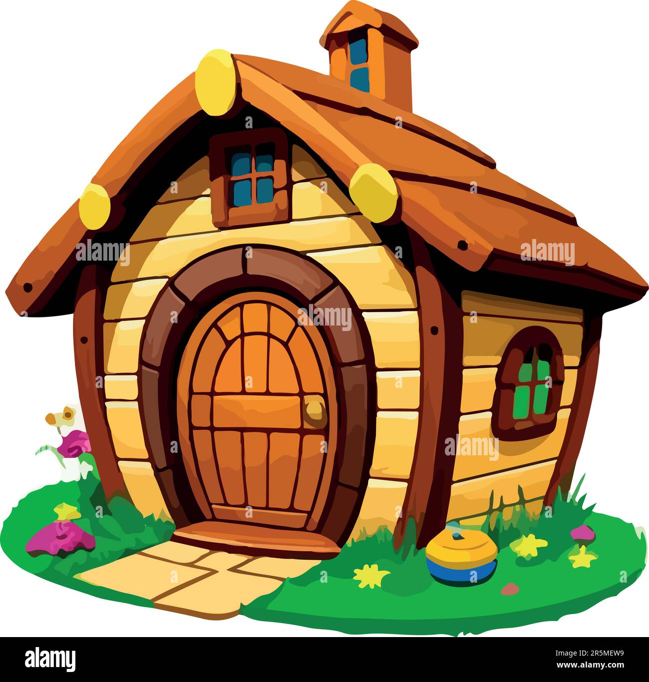 Awesome and cuteness dwarf and hobbit house Stock Vector