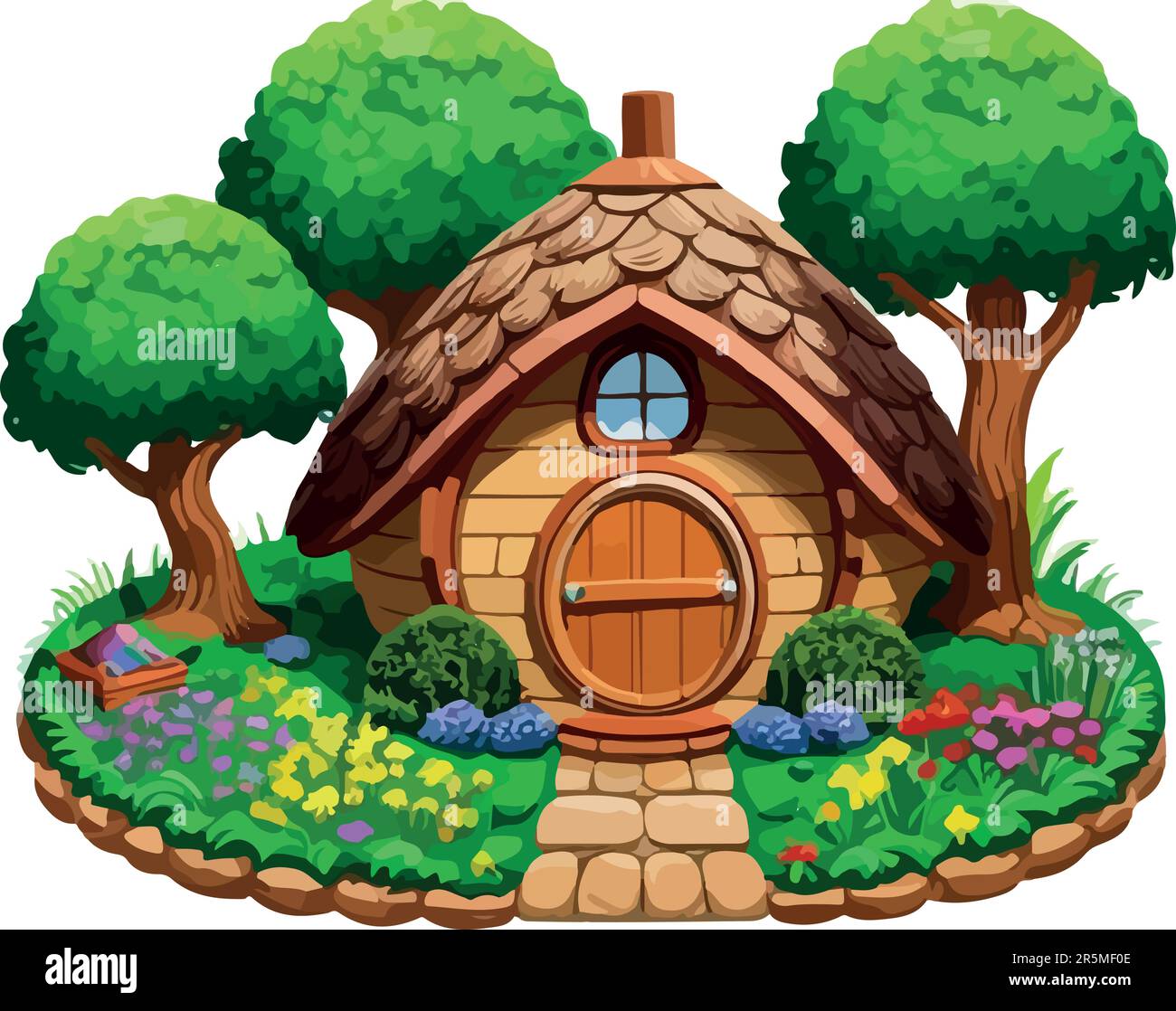 Super and cuteness dwarf and hobbit house Stock Vector