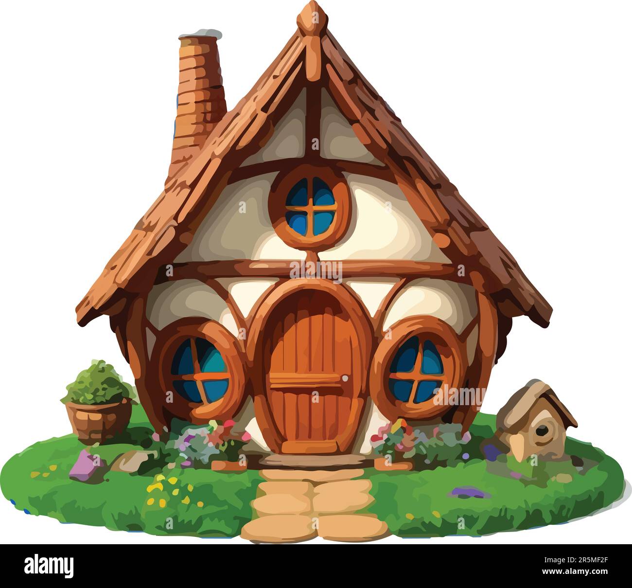 Beautiful and cuteness dwarf and hobbit house Stock Vector