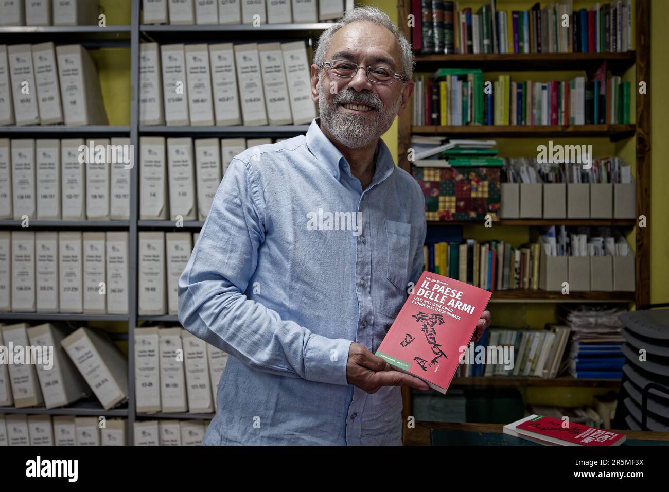 Turin, Italy. 11 May 2023. Giorgio Beretta presents his new book “Il paese delle armi” at the Centro Studi Sereno Regis. Credits: MLBARIONA/Alamy Stoc Stock Photo