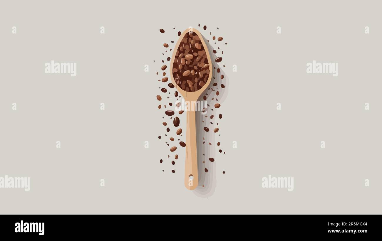 Roasted coffee beans in spoon on white background Stock Vector Image ...