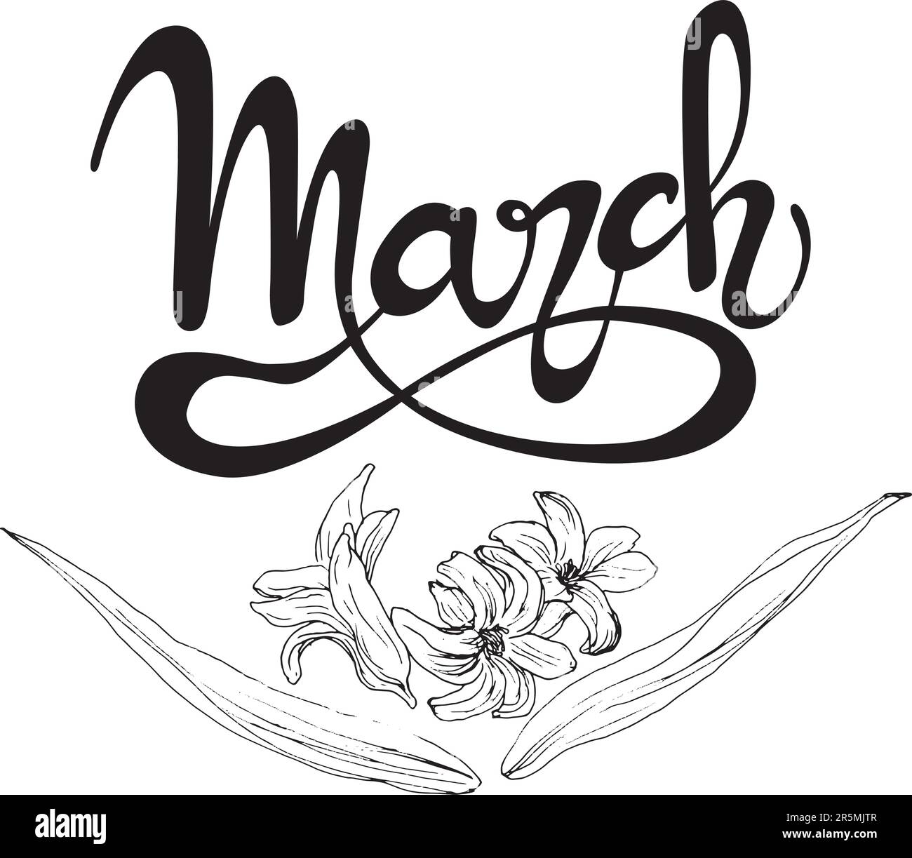 Handwritten and vectorized lettering sign "March". Graphic resource on