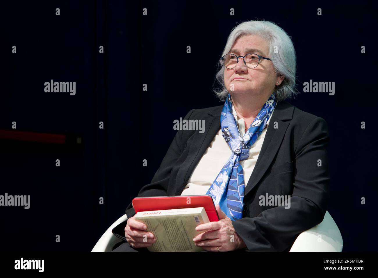 Italian politician Rosy Bindi speaks at the 2023 edition of the Turin International Book Fair, Italy. Stock Photo