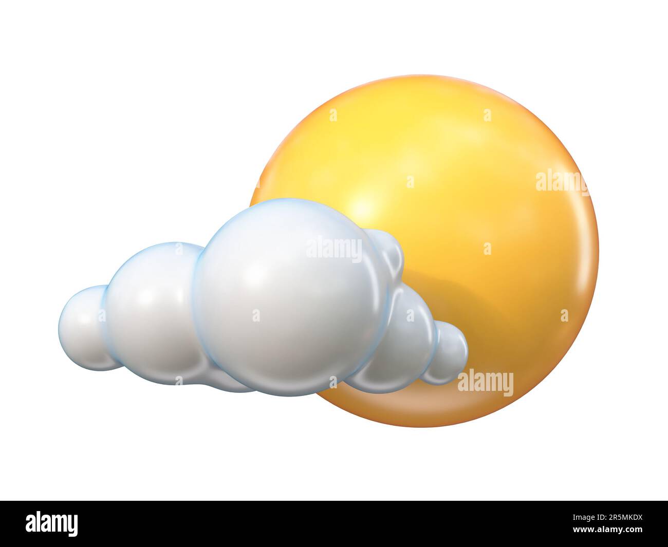 Weather icon Cloud with big sun 3D rendering illustration isolated on ...