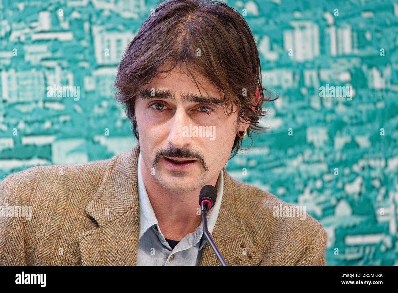 Italian political analyst Fabrizio Foschini speaks at the 2023 edition of the Turin International Book Fair, Italy. Stock Photo