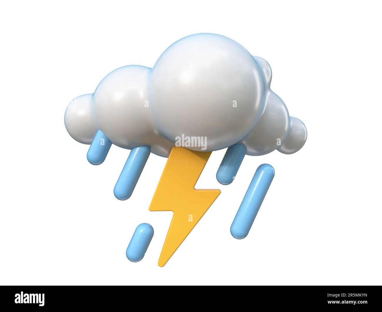 Weather icon Rain storm with lightning 3D rendering illustration ...