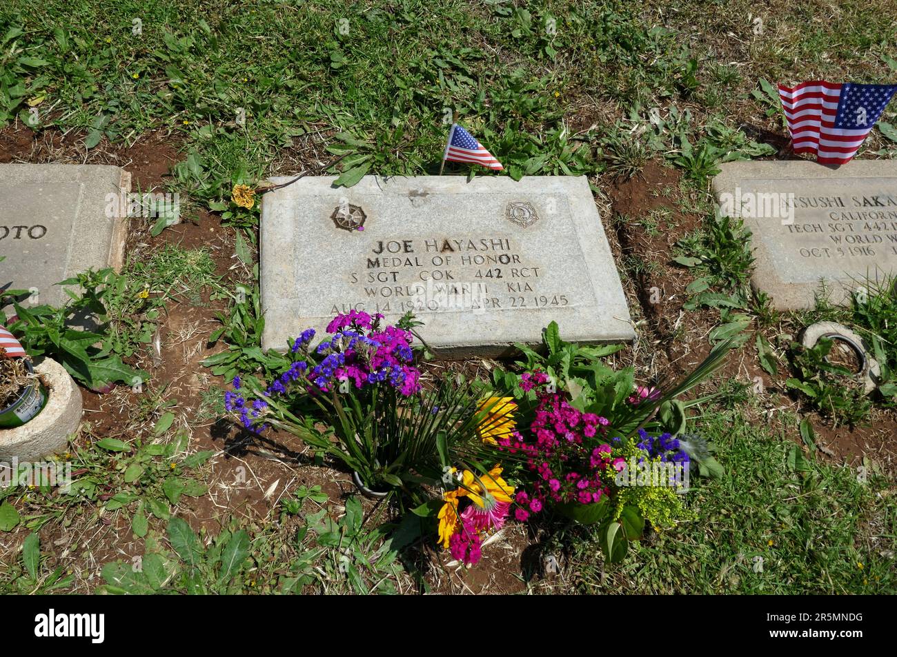 Los Angeles, California, USA 3rd June 2023 Medal of Honor Recipient Joe Hayashi Grave in 442nd Infantry World War II Memorial at Evergreen Cemetery at 204 N. Evergreen Avenue on June 3, 2023 in Los Angeles, California, USA. Photo by Barry King/Alamy Stock Photo Stock Photo