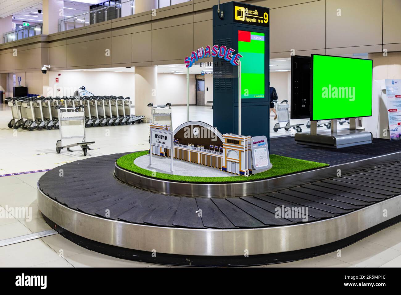 BANGKOK, THAILAND May 22, 2023 Empty carousel with empty screens at