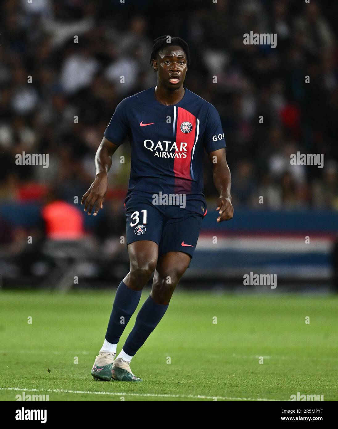 PARIS, FRANCE - JUNE 3: El Chadaille Bitshiabu of Paris Saint-Germain in  new nike kit for season 2023/24 during the Ligue 1 match between Paris  Saint Stock Photo - Alamy