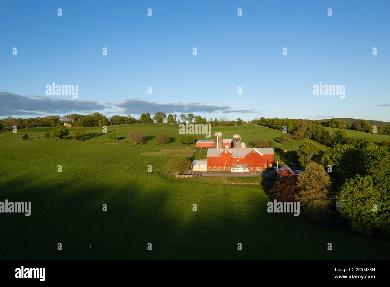 Aerial view of Brookview Farm in Chester, N.Y., on May 6, 2023 Stock