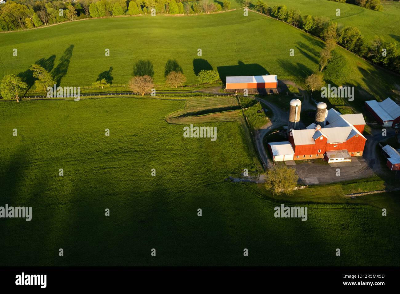 Aerial view of Brookview Farm in Chester, N.Y., on May 6, 2023 Stock