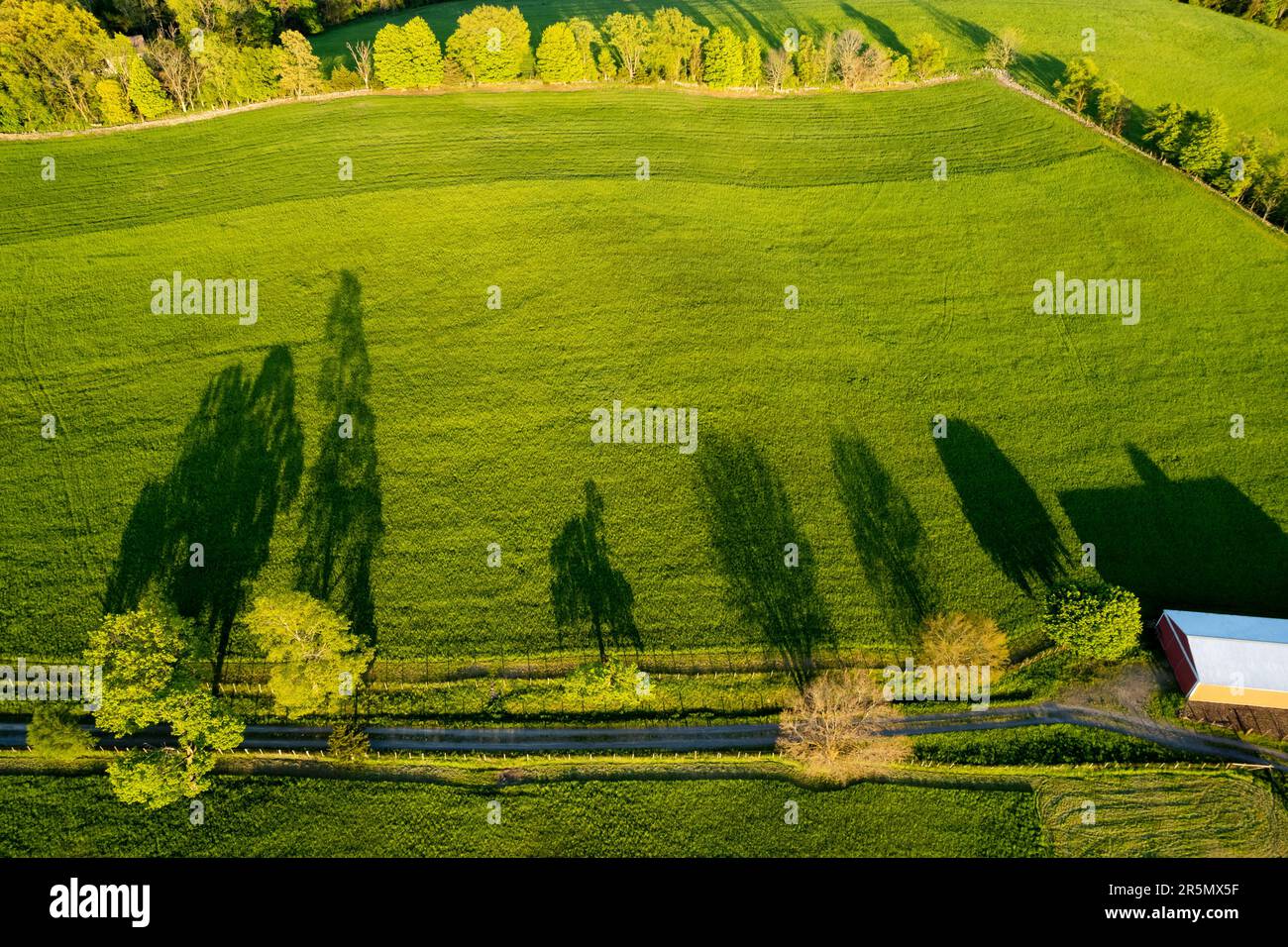 Aerial view of Brookview Farm in Chester, N.Y., on May 6, 2023 Stock