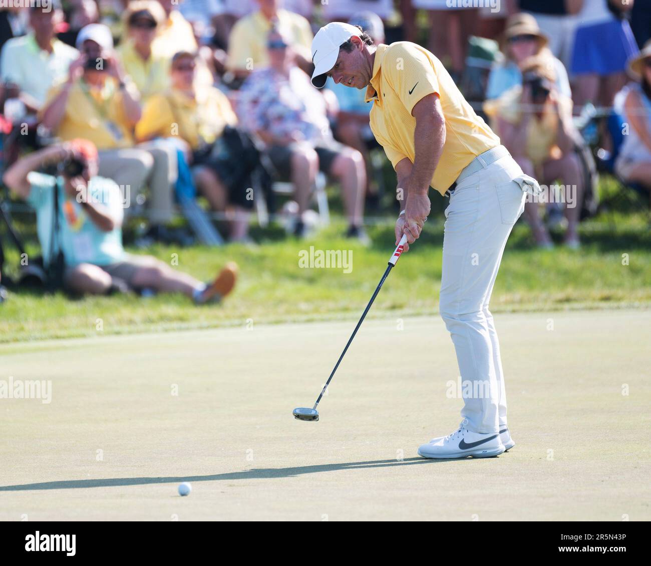 June 4, 2023 Rory McIlroy (NIR) putts off the the 158h green during
