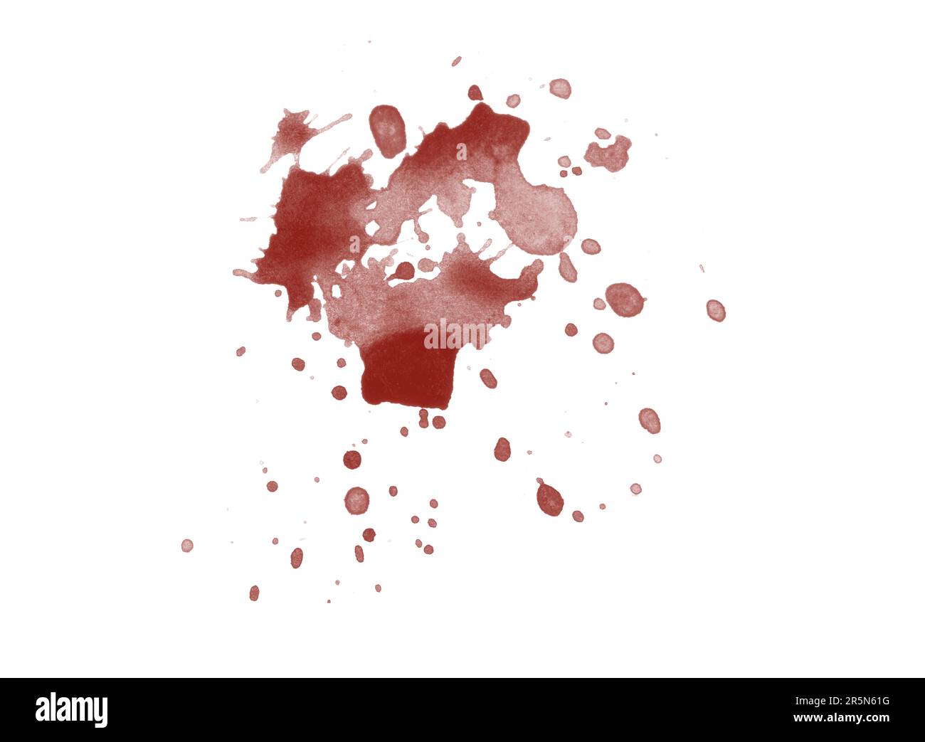Red blood splatter stain on white background Stock Photo