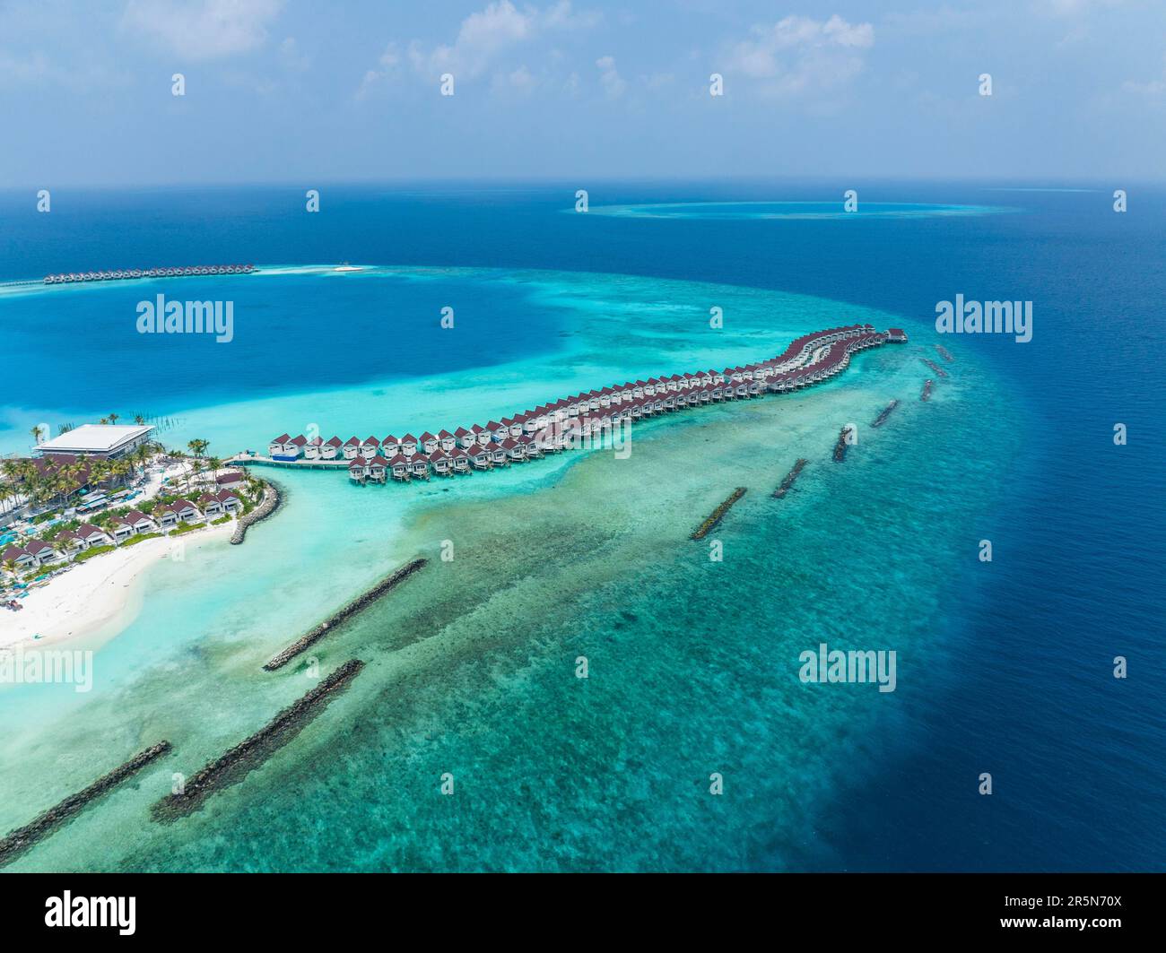 Aerial View, Maldives, North Male Atoll, newly built OBLU XPERIENCE ...