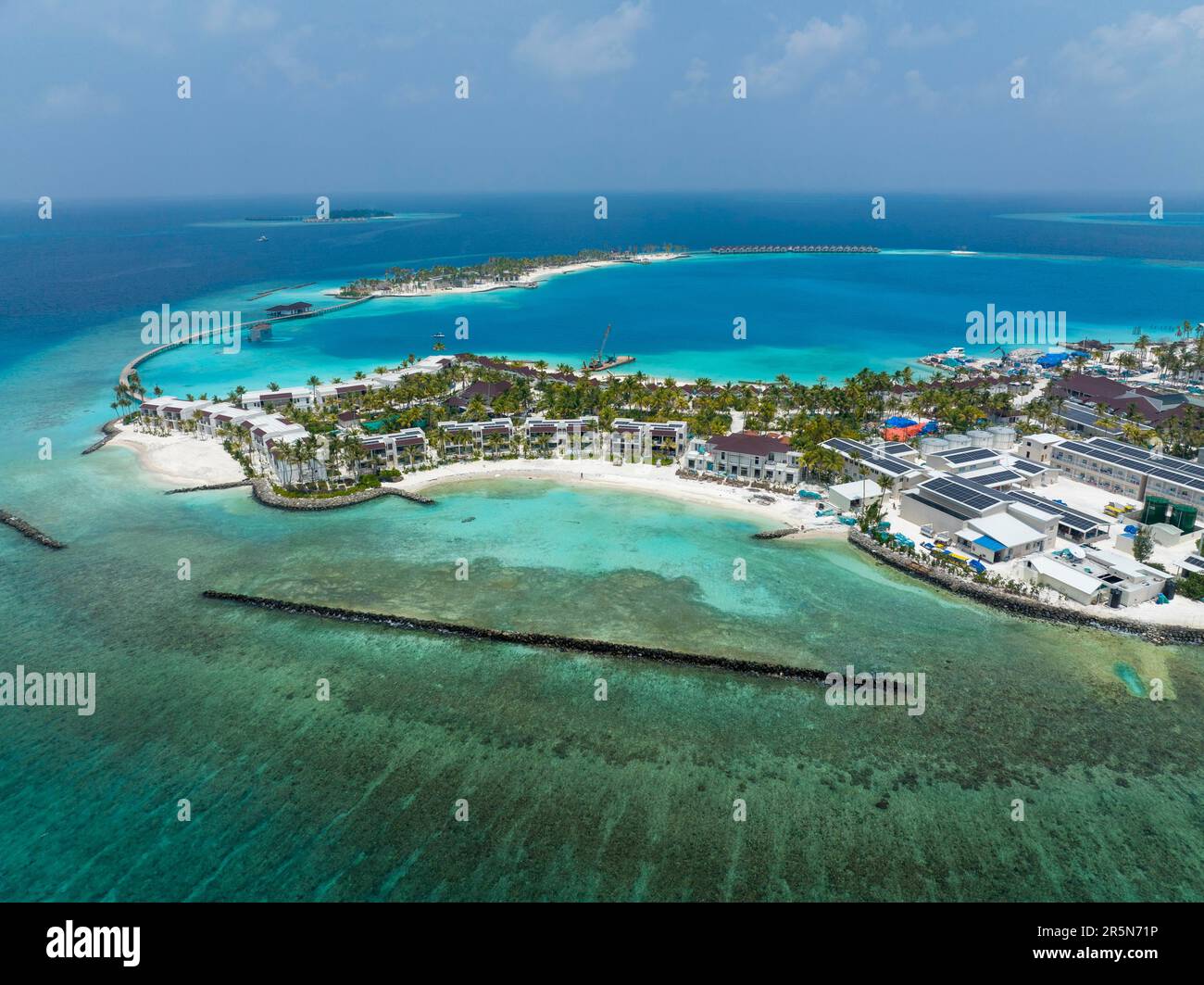 Aerial View, Maldives, North Male Atoll, newly built OBLU XPERIENCE ...