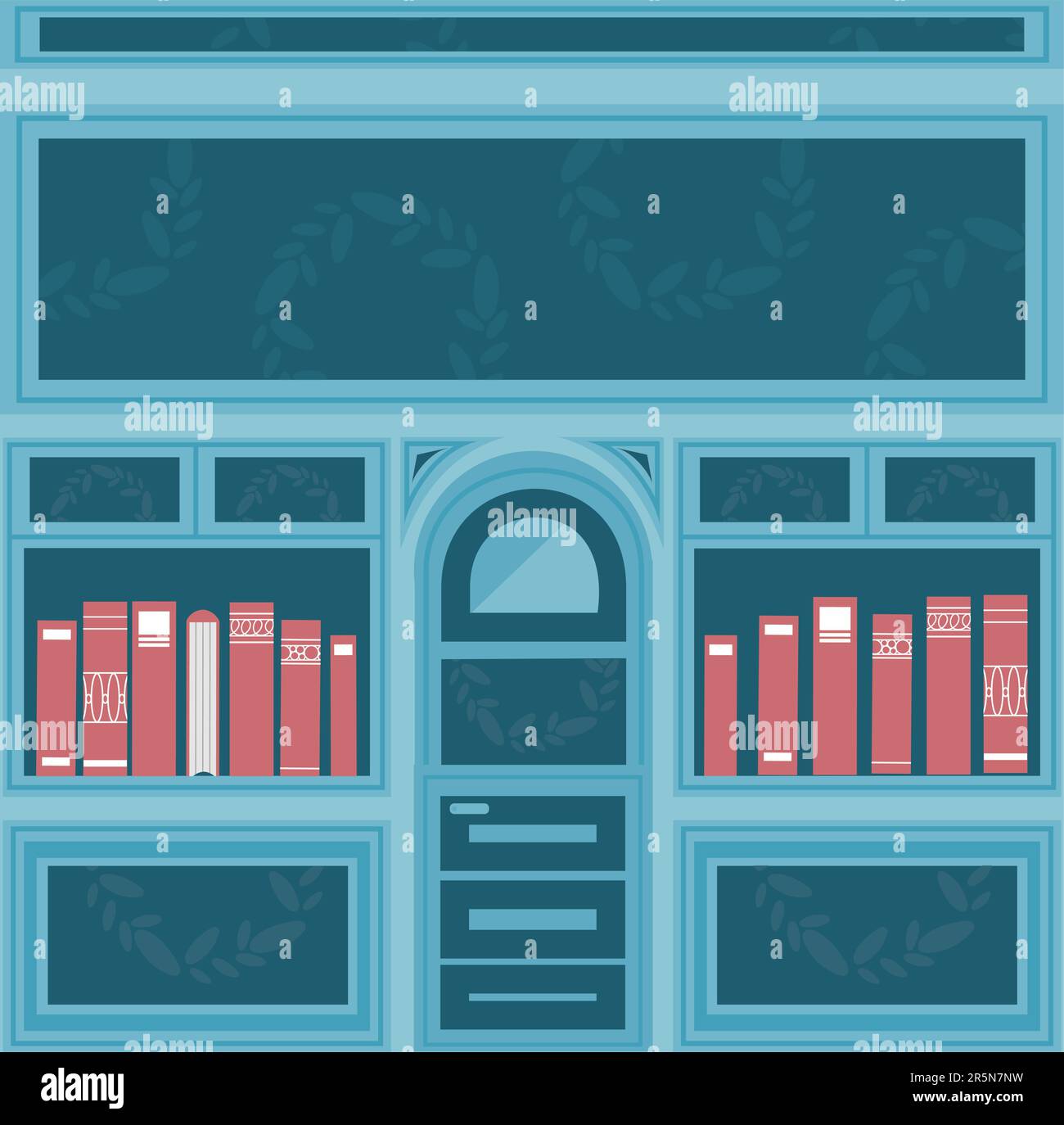 Blue Library Store with Red Books in Windows Stock Vector Image & Art