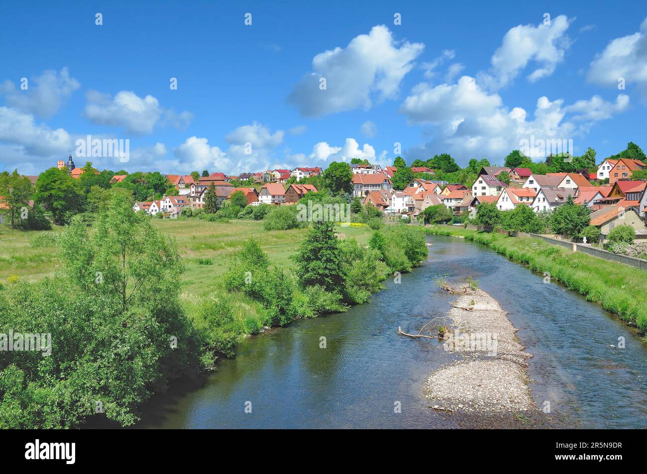 View of Breitungen on the Werra, Thuringia, Germany Stock Photo