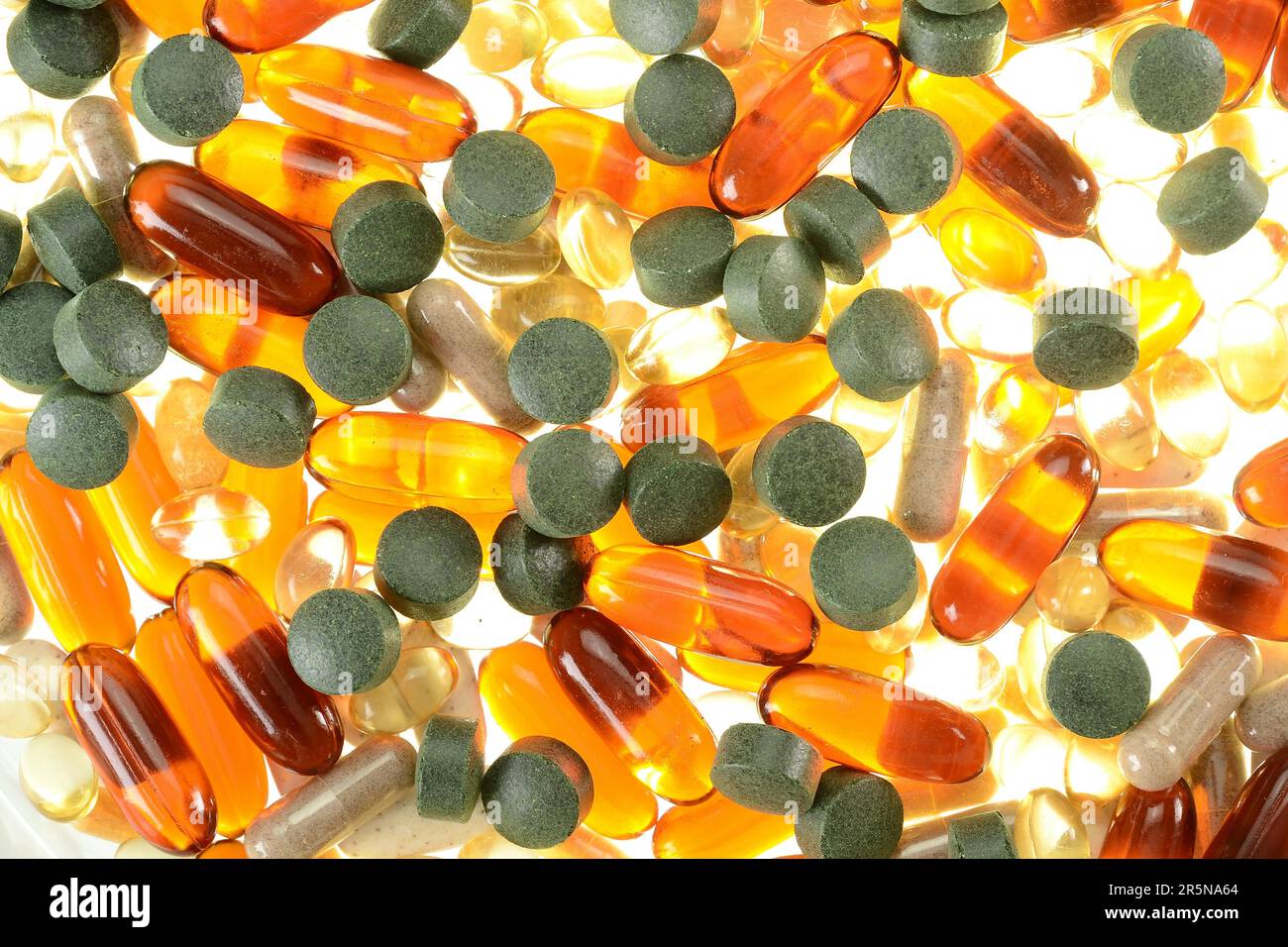 Composition With Dietary Supplement Capsules And Tablets Stock Photo