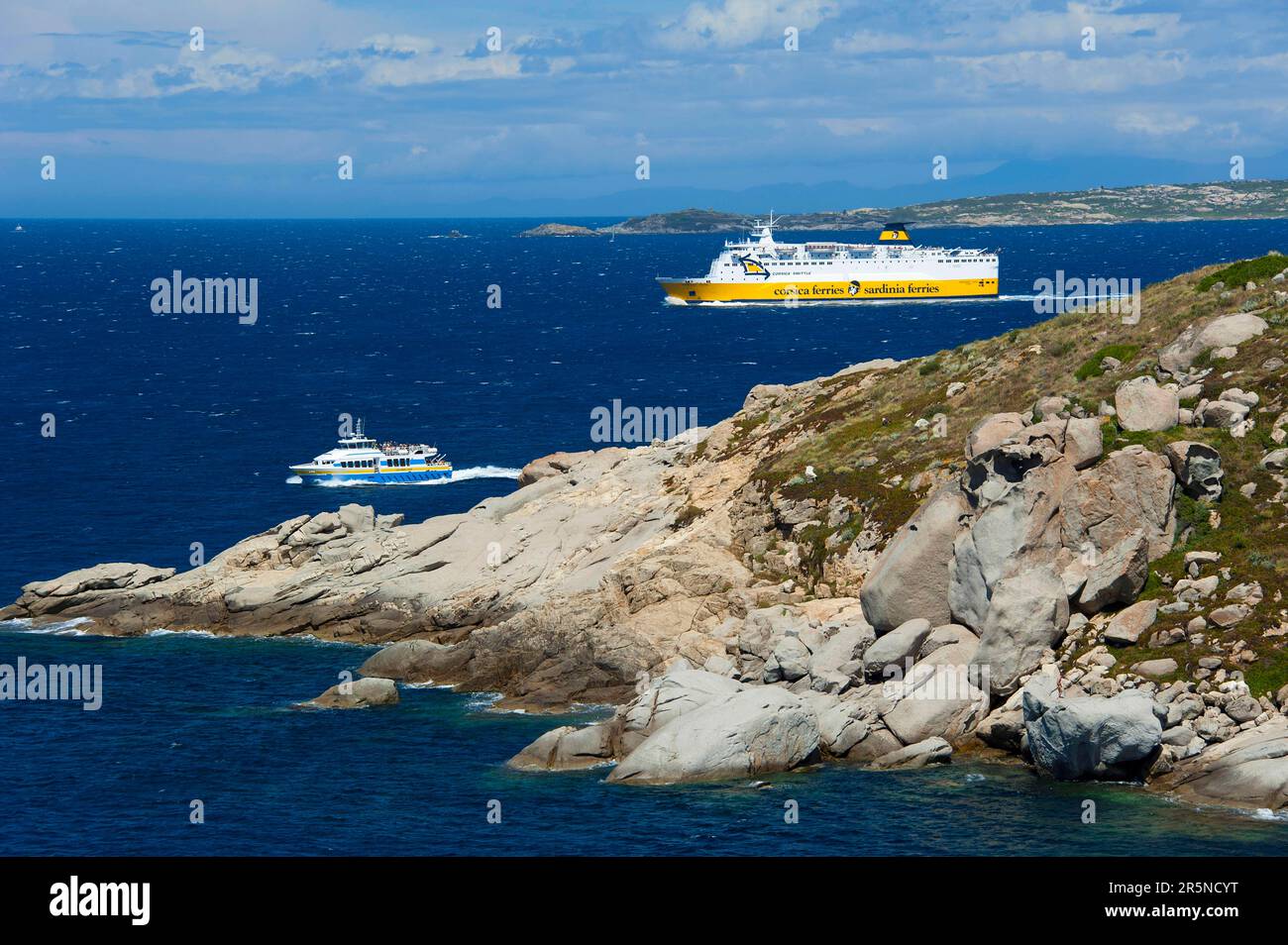 Ferry at Calvi, Corsica, France, Corsica Ferries and Sardinia Ferries Stock Photo