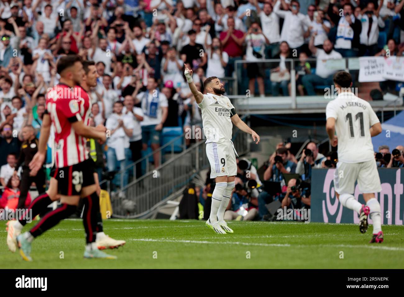 Madrid, Spain; 4.06.2023.- Karim Benzema celebrates his penalty goal ...