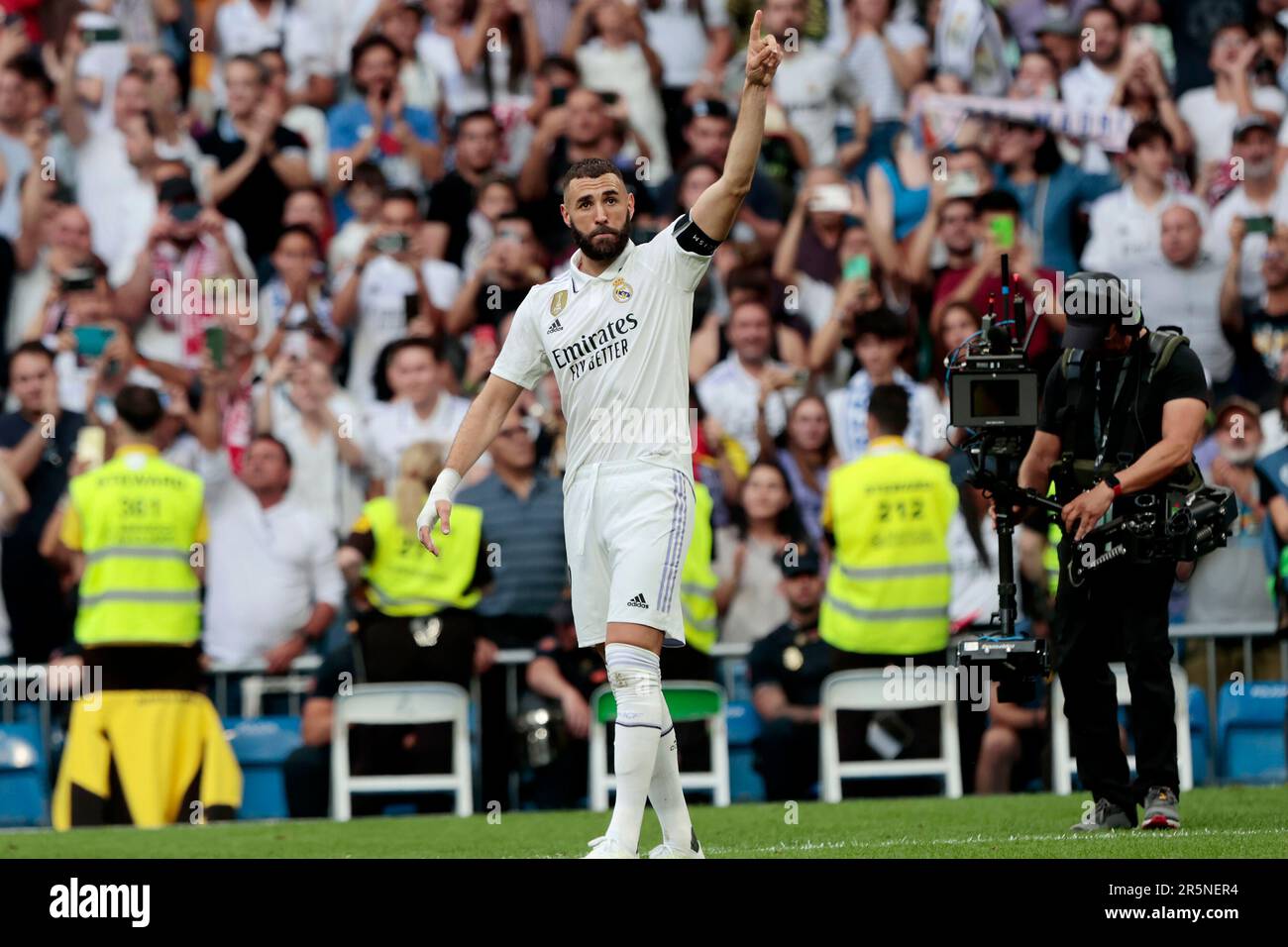 Madrid, Spain; 4.06.2023.- Karim Benzema celebrates his penalty goal ...