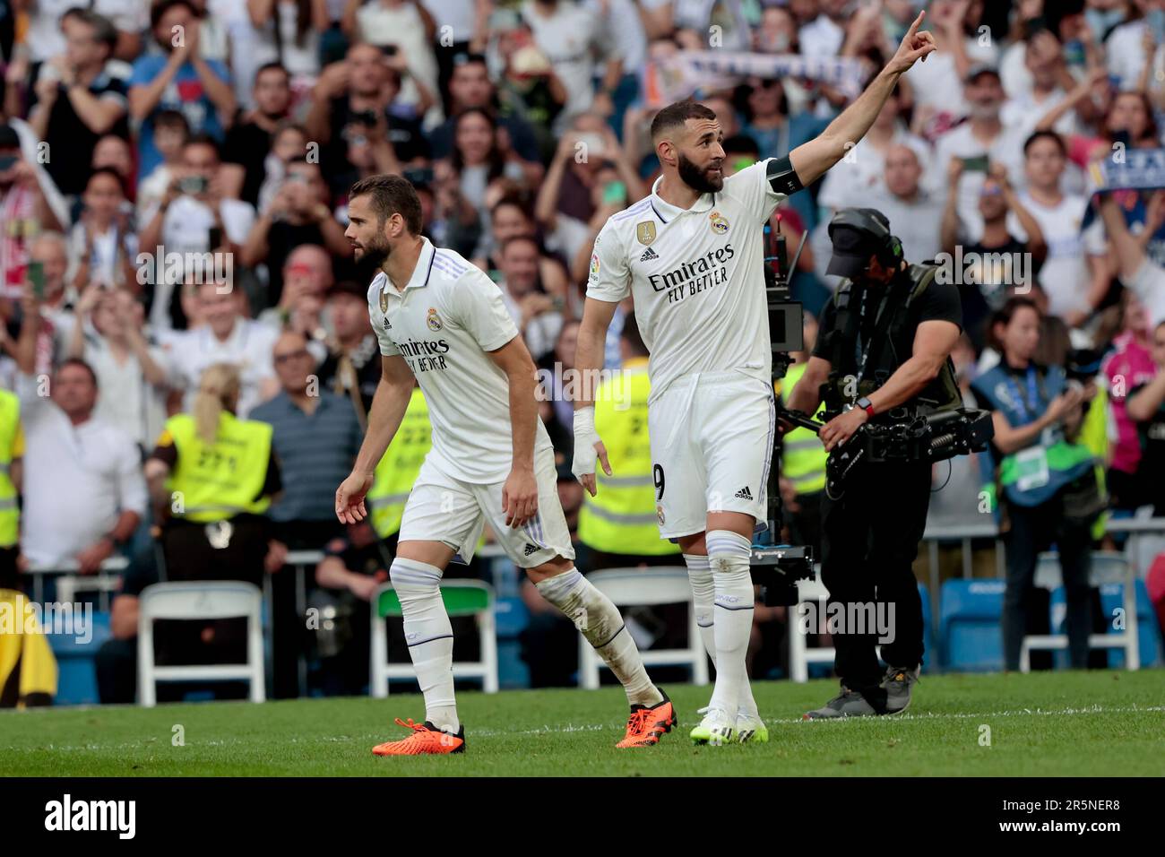 Madrid, Spain; 4.06.2023.- Karim Benzema celebrates his penalty goal ...