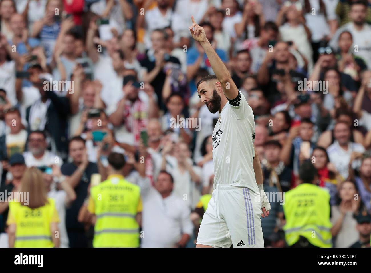 Madrid, Spain; 4.06.2023.- Karim Benzema celebrates his penalty goal ...