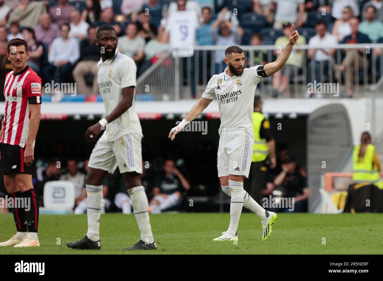 Madrid, Spain; 4.06.2023.- Karim Benzema celebrates his penalty goal ...